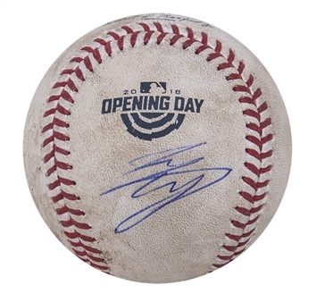 2018 Shohei Ohtani Signed Game and Signed Used OML Manfred Baseball Used for Ohtanis Debut on 3/29/18 (MLB Authenticated & PSA/DNA) 